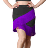 Mini Tassel Fringe Skirt Women High Waist Summer Bodycon Casual Short Skirts Ballroom Tango Latin Dance Bottoms Dancing Skirts