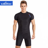 SABOLAY Men Rash Guards Set Lycra Tight Beach Shirt Short Trunk Quick Dry Swimsuit Surf Sunscreen Anti UV Rashguard Diving Suit