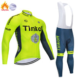 2019 New Tinkoff Winter thermal fleece Cycling Clothes NW men's Jersey suit outdoor riding bike MTB clothing warm Bib Pants set