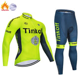 2019 New Tinkoff Winter thermal fleece Cycling Clothes NW men's Jersey suit outdoor riding bike MTB clothing warm Bib Pants set