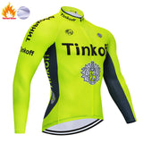 2019 New Tinkoff Winter thermal fleece Cycling Clothes NW men's Jersey suit outdoor riding bike MTB clothing warm Bib Pants set