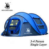 Large throw tent outdoor 3-4persons automatic speed open throwing pop up windproof waterproof beach camping tent large space