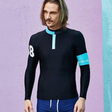 Long sleeve mens swimwear rashguard surf clothing diving suits shirt for man surfing swimming gym fitness tight rash guards