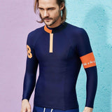 Long sleeve mens swimwear rashguard surf clothing diving suits shirt for man surfing swimming gym fitness tight rash guards