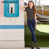Vero Moda New Arrivals Women's Slim Fit Brushed Villus Lining Crop Jeans | 318349555