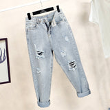 Ff1006-1 2019 new autumn winter women fashion casual Denim Pants boyfriend frayed ripped jeans for women street style