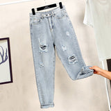 Ff1006-1 2019 new autumn winter women fashion casual Denim Pants boyfriend frayed ripped jeans for women street style