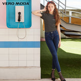 Vero Moda New Arrivals Women's Slim Fit Brushed Villus Lining Crop Jeans | 318349555