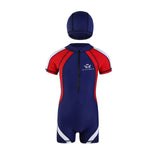 Children Sport Swimwear 3-15T One Piece Swimsuit with Swim Cap Kids Trainning Competition Swimming Suit Boys Girls Bath Clothes