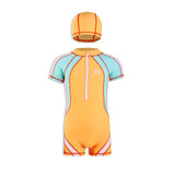 Children Sport Swimwear 3-15T One Piece Swimsuit with Swim Cap Kids Trainning Competition Swimming Suit Boys Girls Bath Clothes