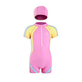 Children Sport Swimwear 3-15T One Piece Swimsuit with Swim Cap Kids Trainning Competition Swimming Suit Boys Girls Bath Clothes