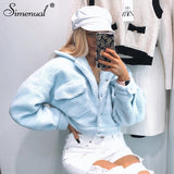 Simenual Cozy Faux Lambswool Fleece Jackets Women Autumn Winter Warm Fashion Coats Long Sleeve Casual Pocket Button Outerwear