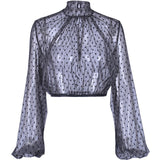 BEFORW 2019 Sexy Women Perspective Mesh Shirt Blouse Shirt Clothes Polka Dot Long Sleeve Blouses Crop Top Gothic Shirts Tops