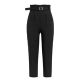 Conmoto High Waist Pencil bottoms Pants women 2019 Autumn Winter Female Casual Belt Patchwork Long pants Blazer femme Trouser