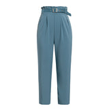 Conmoto High Waist Pencil bottoms Pants women 2019 Autumn Winter Female Casual Belt Patchwork Long pants Blazer femme Trouser