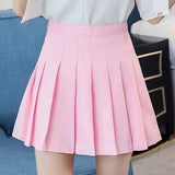 Gentillove Women Causal Japanese Mini Pleated Skirt High Waist Pink A-line Skirts 2019 Casual Plaid Streetwear Skirts Bottoming