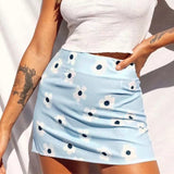 Foridol sunflower boho skirt women high waist floral skirts bottoms 2020 summer new blue beach streetwear bodycon mini skirt
