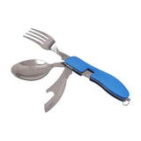 Multi-Function 3 in 1Stainless Steel Outdoor Tablewares Camping Hiking Folding Picnic Portable Cutlery Sets Knife for food Fork