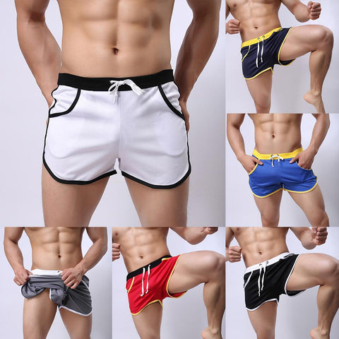 Men Color Summer Sports Gym Drawstring Shorts Beach Pants Swimming Trunks