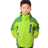 2 IN 1 Children Outdoor Windproof 2 Layers Hiking Jackets Boys Girls Winter Sport Skiing Hooded Coat Kids Camping Fleece Clothes