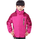 2 IN 1 Children Outdoor Windproof 2 Layers Hiking Jackets Boys Girls Winter Sport Skiing Hooded Coat Kids Camping Fleece Clothes