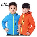 Children Spring&Autumn Softshell jacket girls and boys Windbreaker Fleece clothes Kids Outdoor Waterproof Coat With Hooded