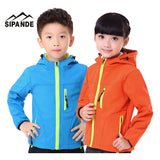 Children Spring&Autumn Softshell jacket girls and boys Windbreaker Fleece clothes Kids Outdoor Waterproof Coat With Hooded