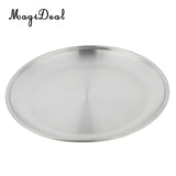 Stainless Steel Round Plate Dish Camping Picnic Food Salad Container Home Kitchenware Outdoors