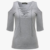 ZANZEA Sexy Hollow V neck Blouse Women Casual Lace Up Top Female Off Shoulder Half Sleeve Summer Tops Plus Size Chemise Shirts