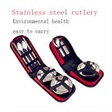 Travel supplies portable travel folding picnic bag Barbecue picnic cutlery set Outdoor stainless steel tableware