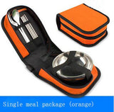 Travel supplies portable travel folding picnic bag Barbecue picnic cutlery set Outdoor stainless steel tableware