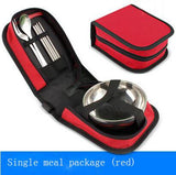 Travel supplies portable travel folding picnic bag Barbecue picnic cutlery set Outdoor stainless steel tableware