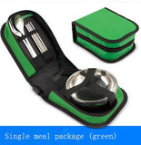 Travel supplies portable travel folding picnic bag Barbecue picnic cutlery set Outdoor stainless steel tableware
