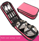 Travel supplies portable travel folding picnic bag Barbecue picnic cutlery set Outdoor stainless steel tableware