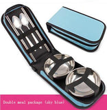 Travel supplies portable travel folding picnic bag Barbecue picnic cutlery set Outdoor stainless steel tableware