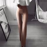 Flare Pants Women Solid Wide Leg High Waist Trousers Women Solid Elastic Bell Bottom Pant Workwear Pants & Capris Pantalon Femme