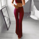 Flare Pants Women Solid Wide Leg High Waist Trousers Women Solid Elastic Bell Bottom Pant Workwear Pants & Capris Pantalon Femme