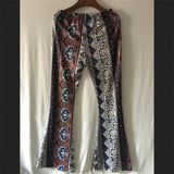 Trousers 2019 Women Floral Printed Boho Flare Pants High Elastic Waist Retro Soft Stretch Ethnic Style Bell Bottom Hippie Pants